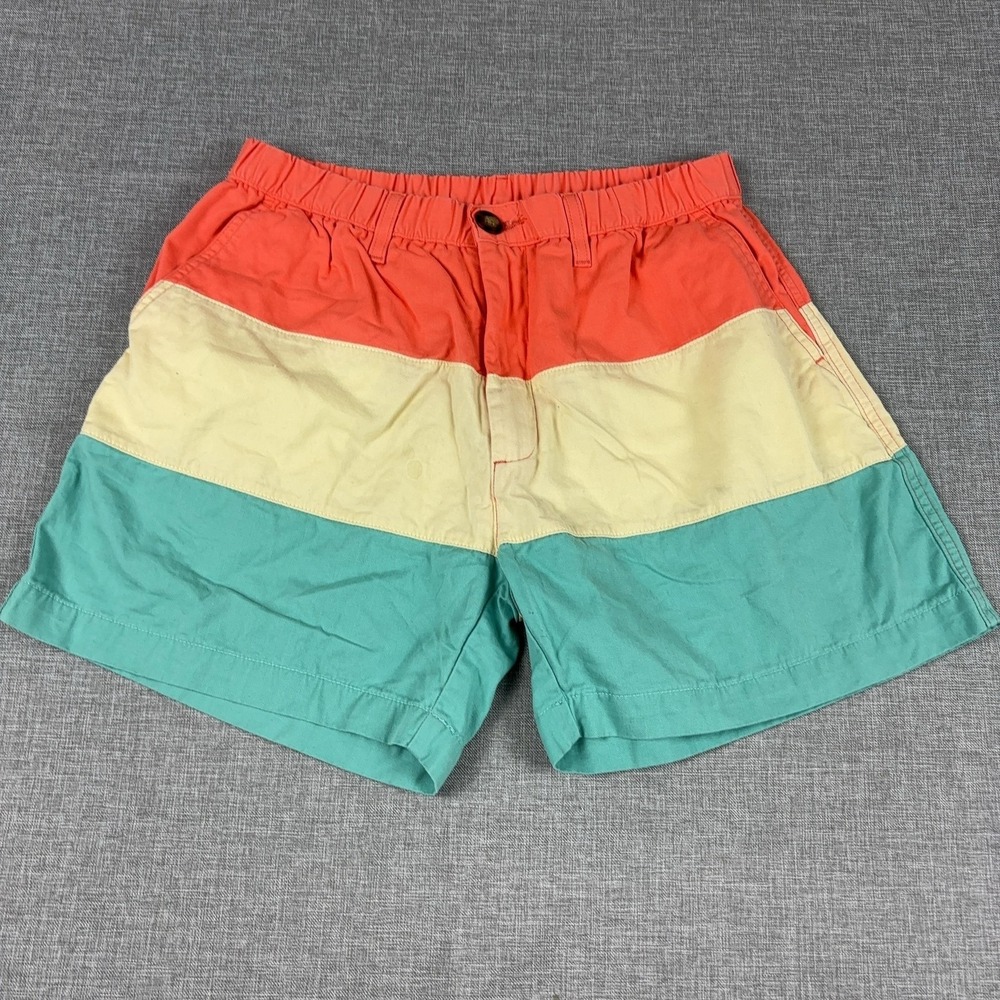 Chubbies Shorts Mens 32 Multicolor Striped Cotton Chino 6 Inseam Beach Casual